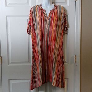 SJS striped mulitcolor  midi fall dress Sz XL  NWOT